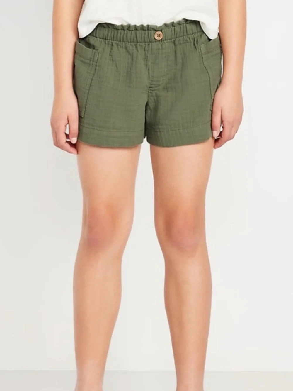 NWT Old Navy Kids Loose Double-Weave Utility Shorts Green S